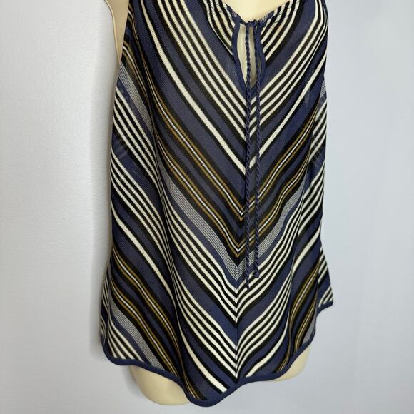 Escada Silk Knit Chevron Striped Top Tie Front Sleveeless Minimalist Womens 44 L - Picture 3 of 11
